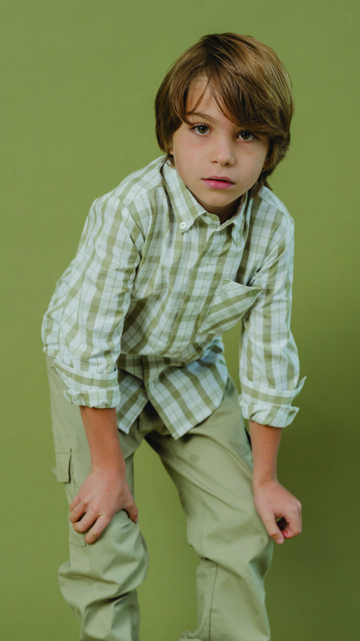 Camisa de Cuadros Blancos y Verdes para Niño - Imagen 5