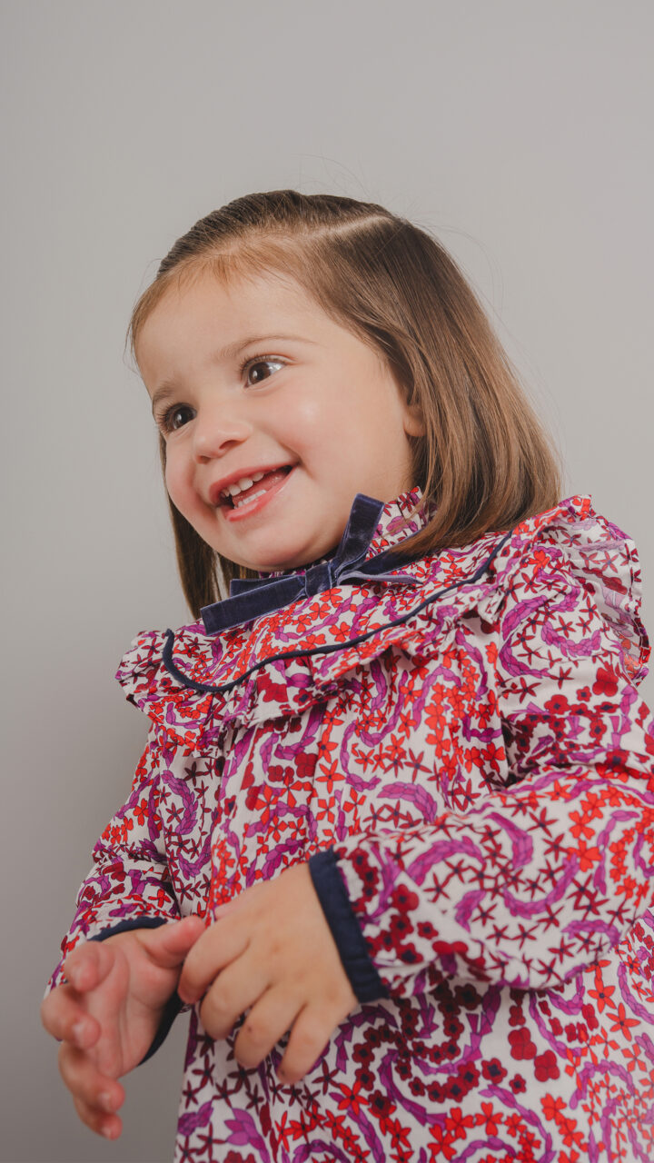 Vestido Rojo y Morado para Bebé Niña