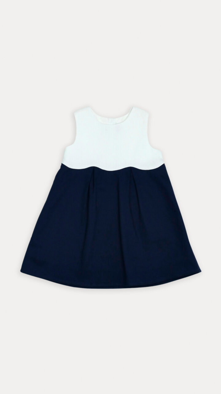 VESTIDO BLANCO Y AZUL MARINO