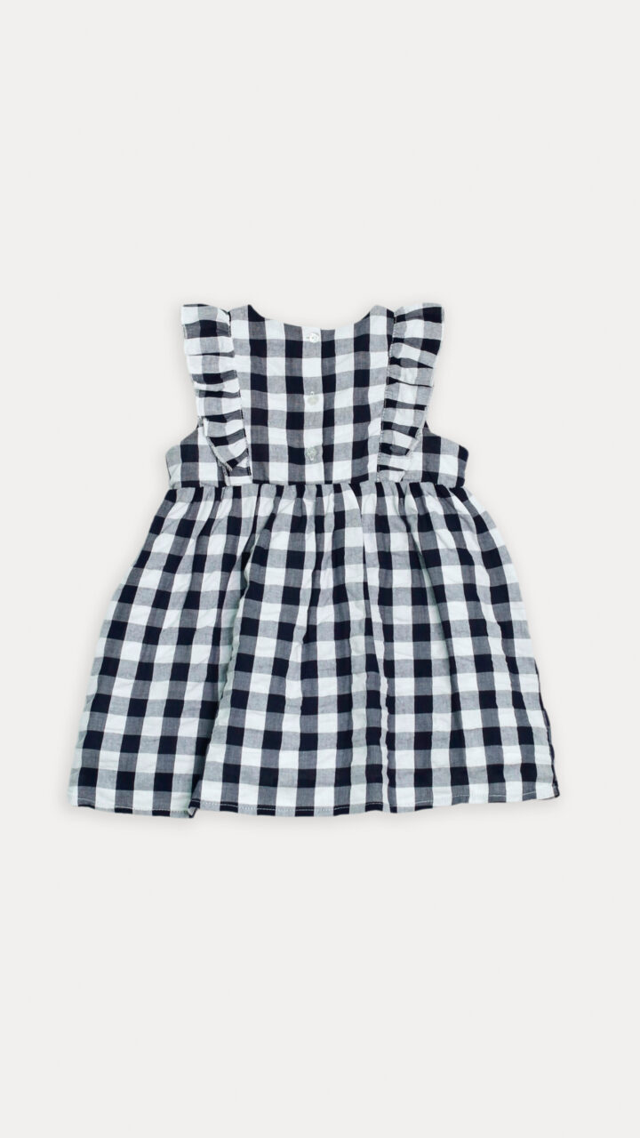 VESTIDO DE CUADROS AZULES PARA BEBÉ NIÑA - Imagen 2