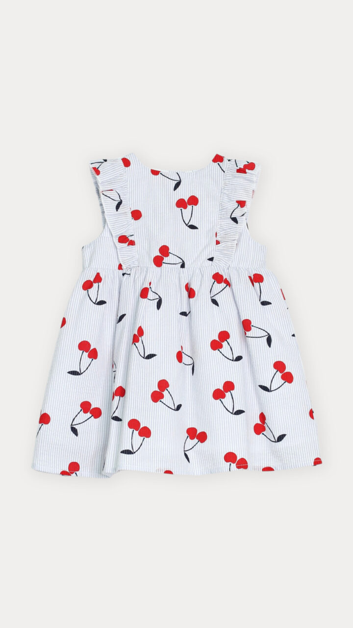 VESTIDO DE RAYAS Y CEREZAS PARA BEBÉ NIÑA