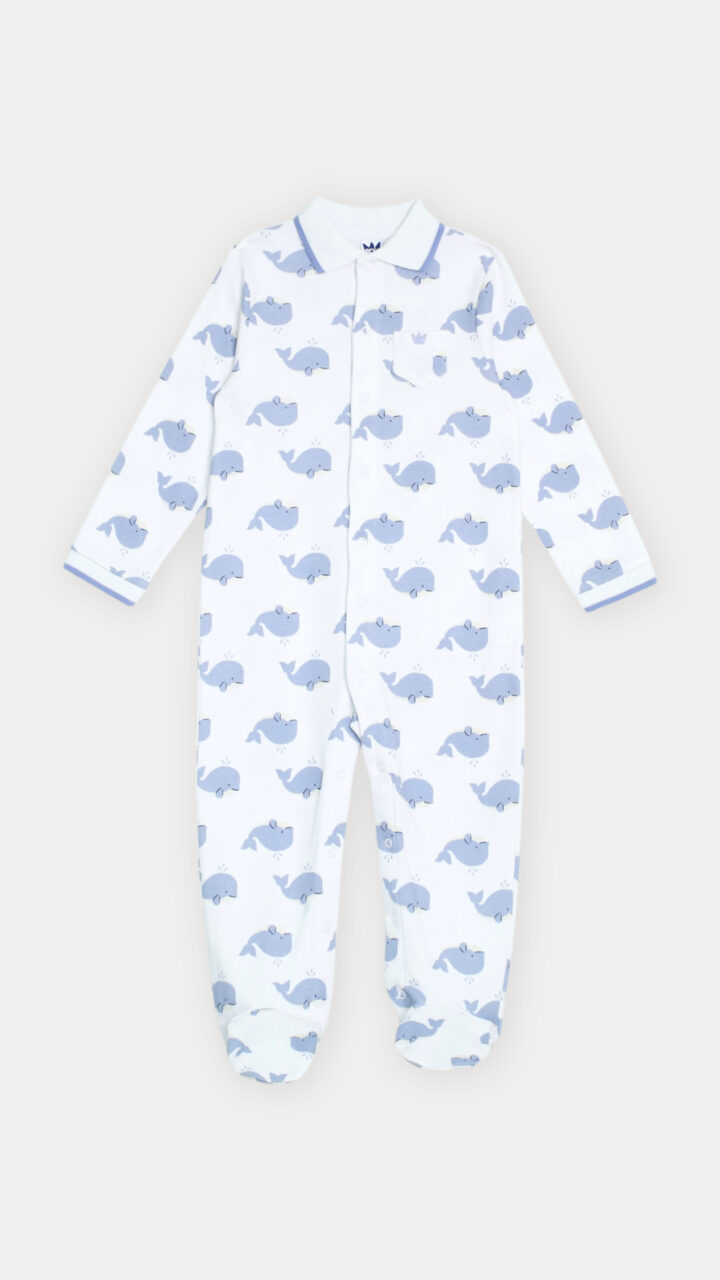 PIJAMA DE BALLENAS PARA BEBÉ NIÑO