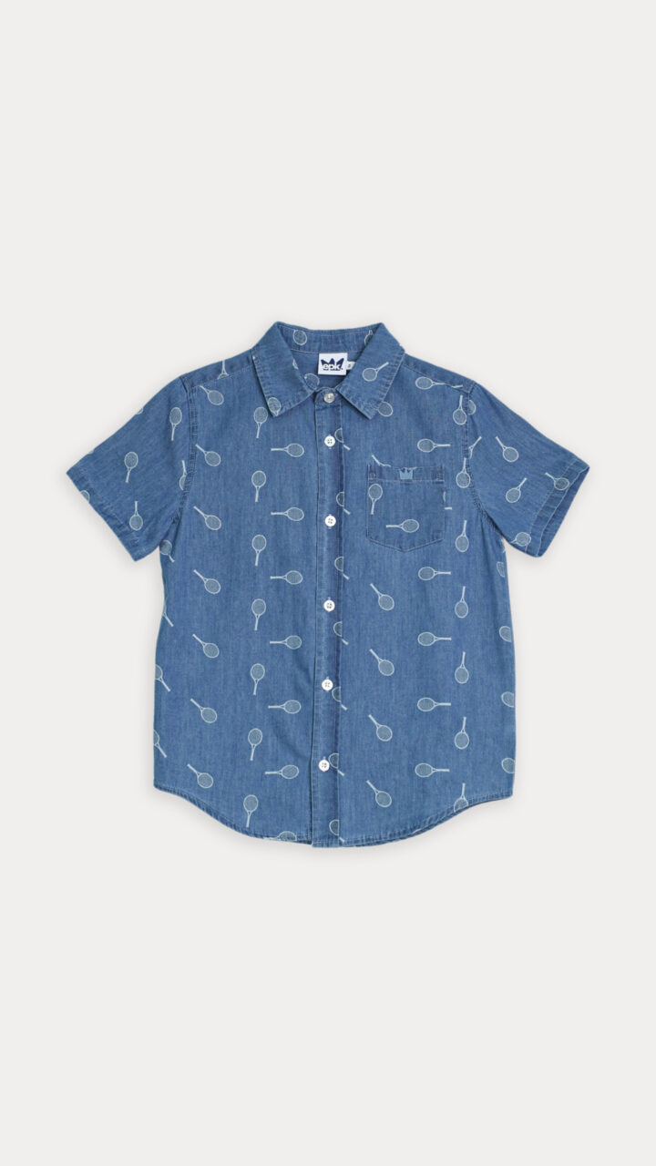CAMISA DE CHAMBRAY CON RAQUETAS PARA NIÑO