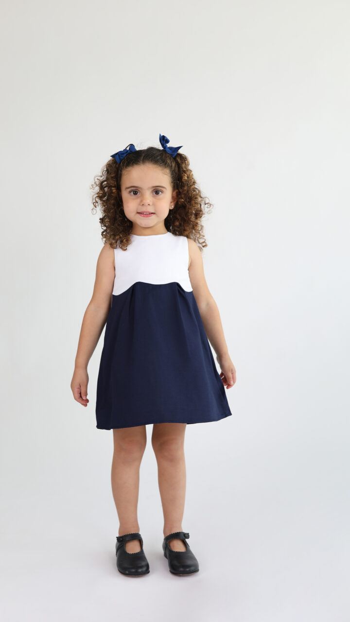 VESTIDO BLANCO Y AZUL MARINO - Imagen 3