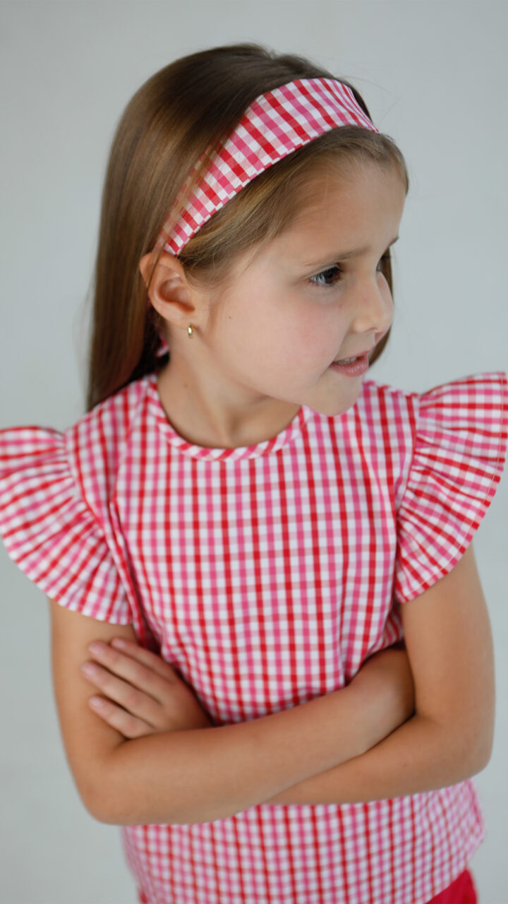 BLUSA DE CUADROS ROSADOS Y ROJOS - Imagen 4