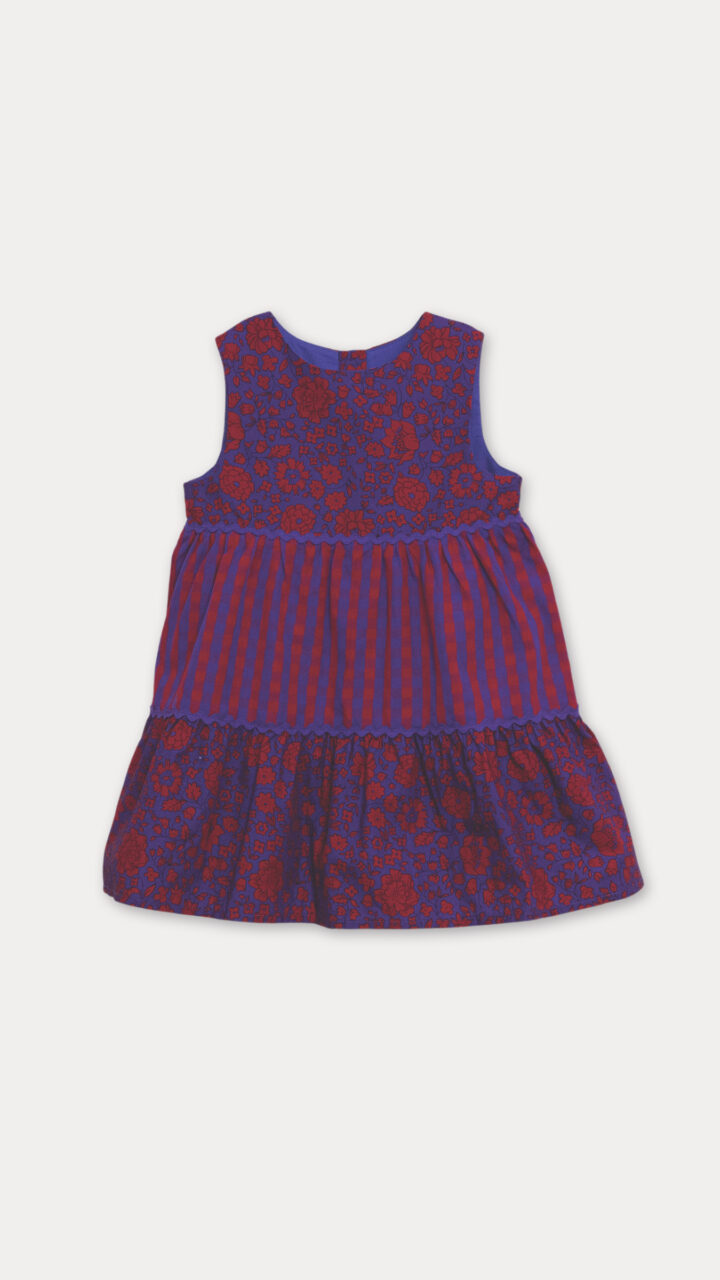 VESTIDO ROJO Y MORADO