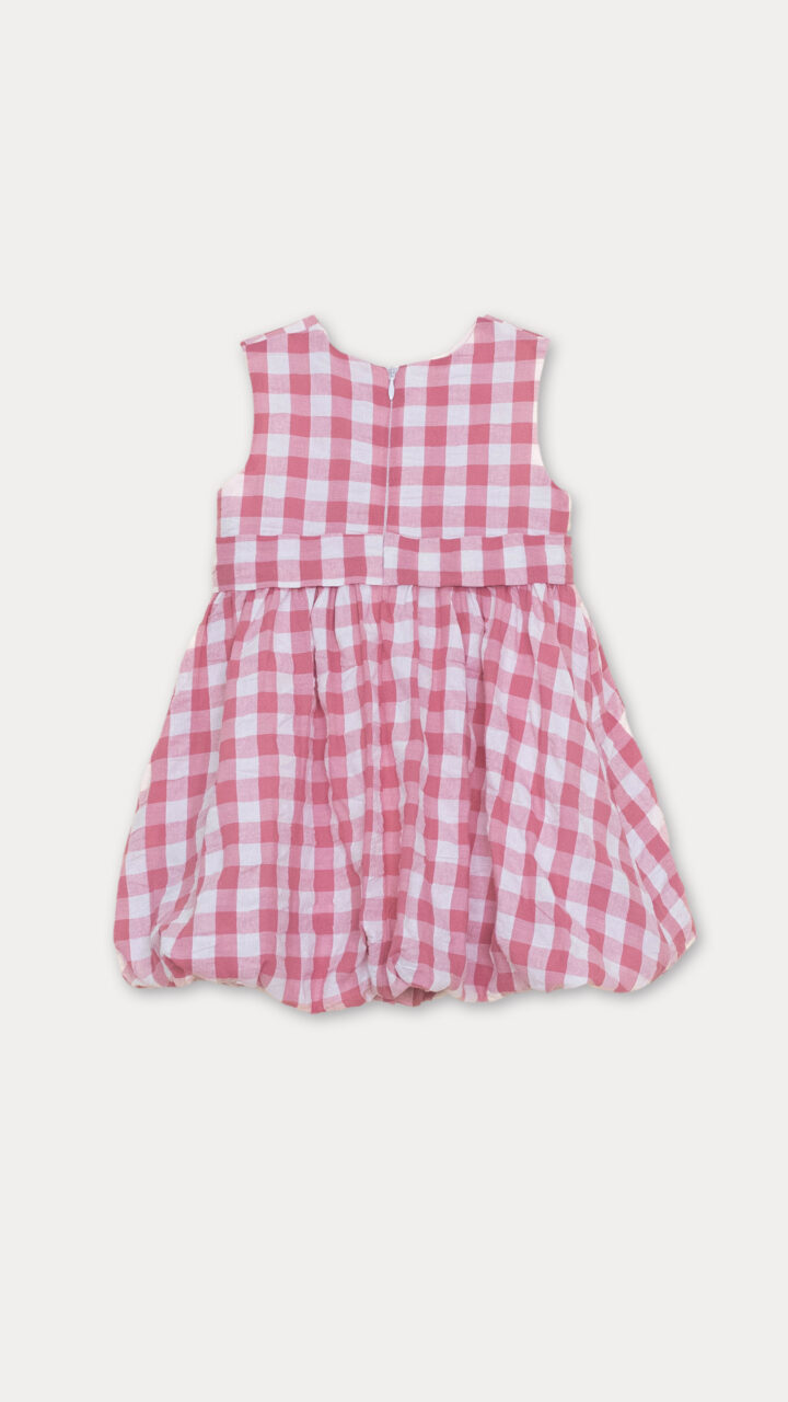 VESTIDO DE CUADROS ROSADO Y CREMA - Imagen 2