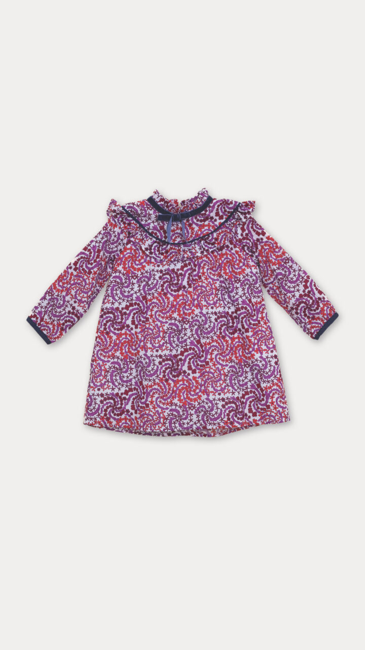 VESTIDO ROJO Y MORADO