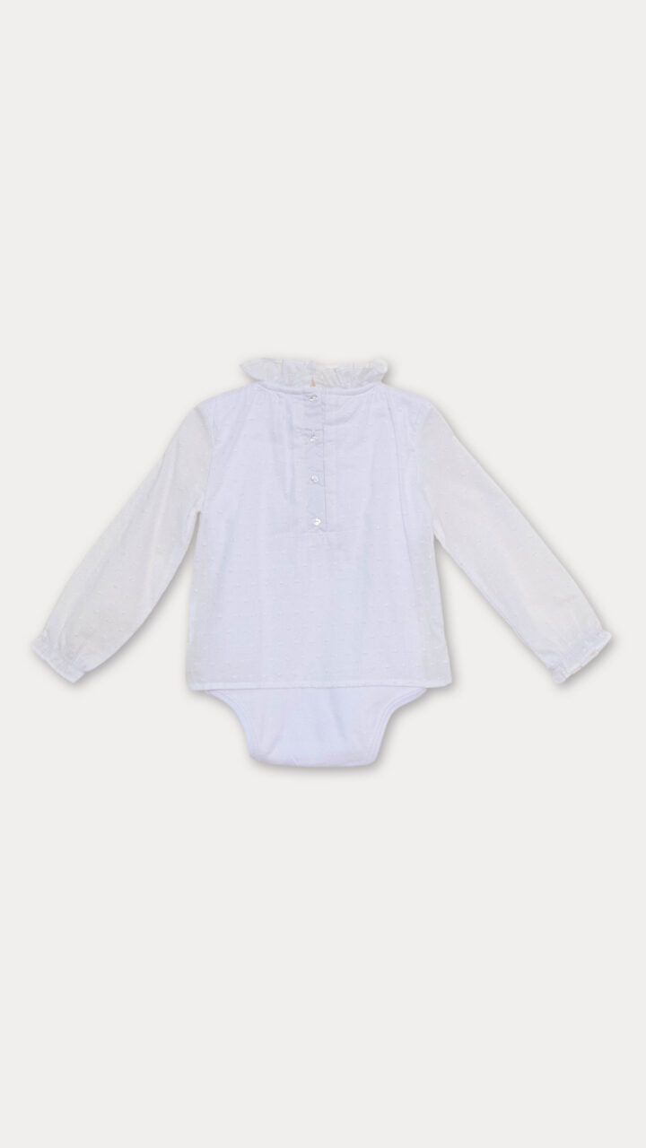 BODY BLANCO MANGA LARGA DE ALGODÓN CON CUELLO - Imagen 2