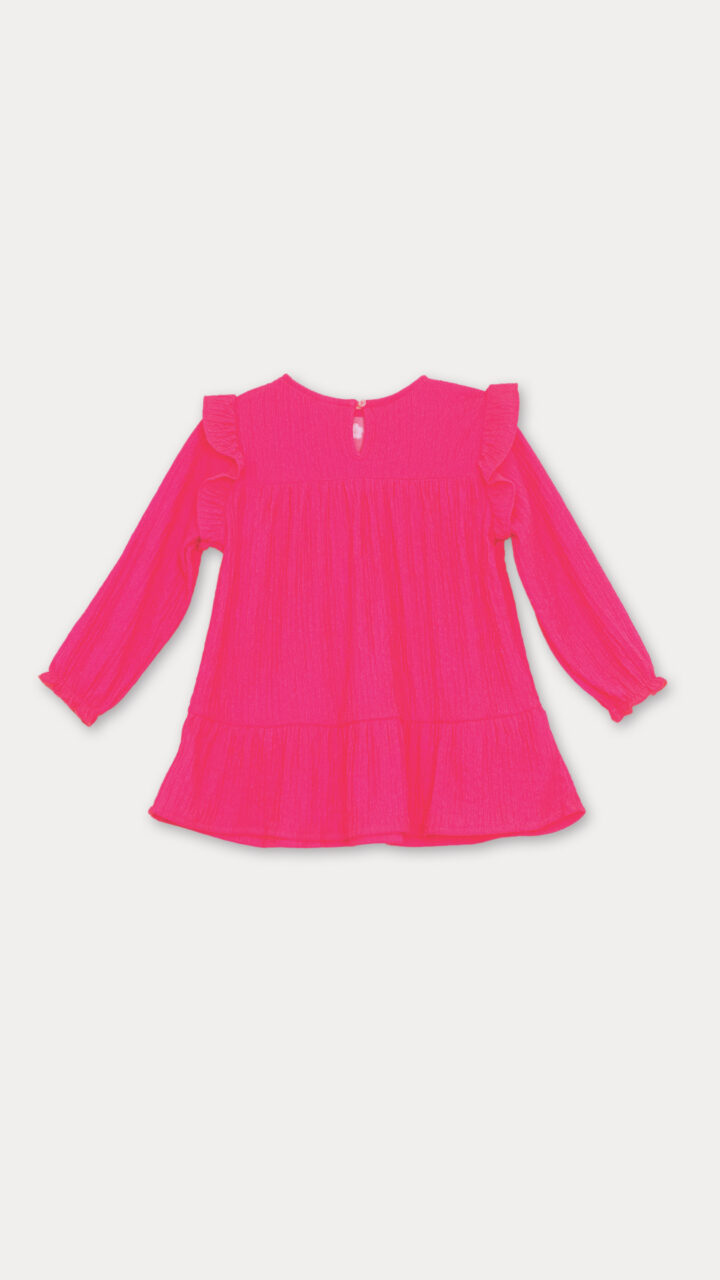VESTIDO ROSADO CON FLORES BLANCAS, - Imagen 2