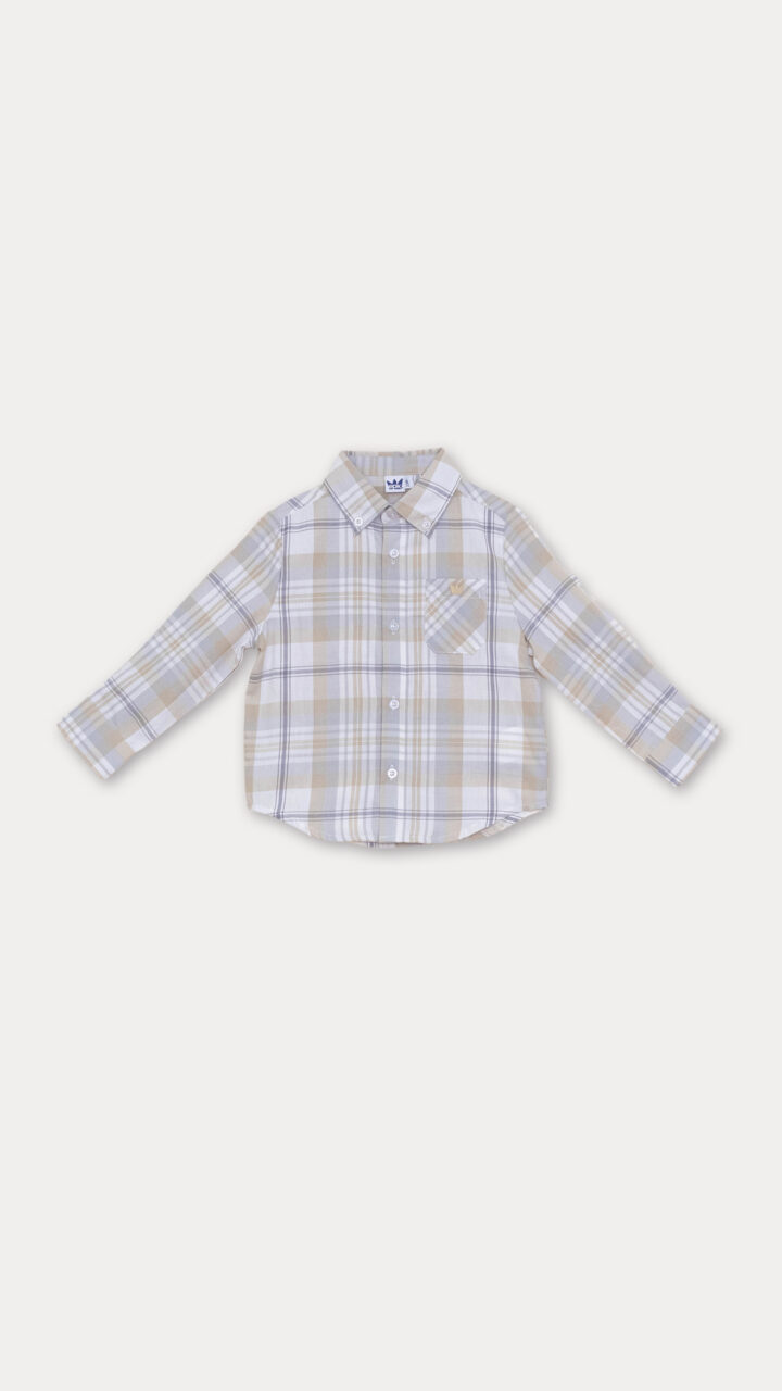 CAMISA DE CUADROS GRISES Y CAQUIS