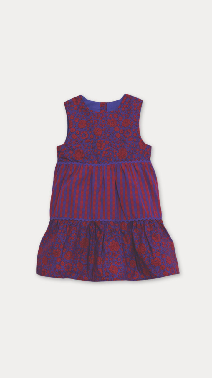 VESTIDO ROJO Y MORADO