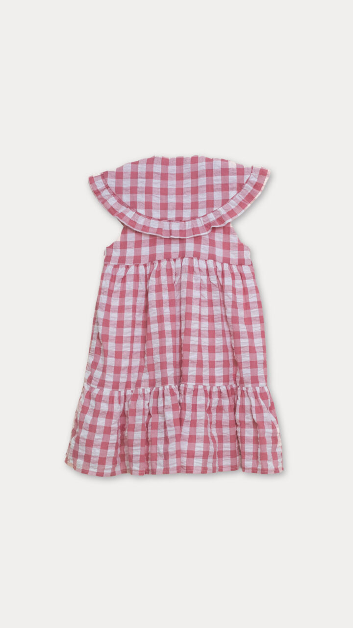 VESTIDO DE CUADROS ROSADO Y CREMA - Imagen 2