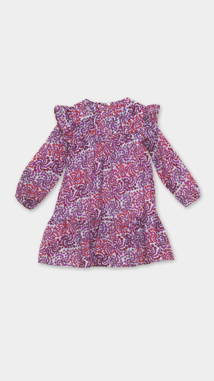 VESTIDO NIDO DE ABEJA ROJO Y MORADO - Imagen 2
