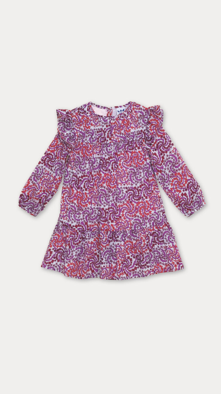 VESTIDO NIDO DE ABEJA ROJO Y MORADO