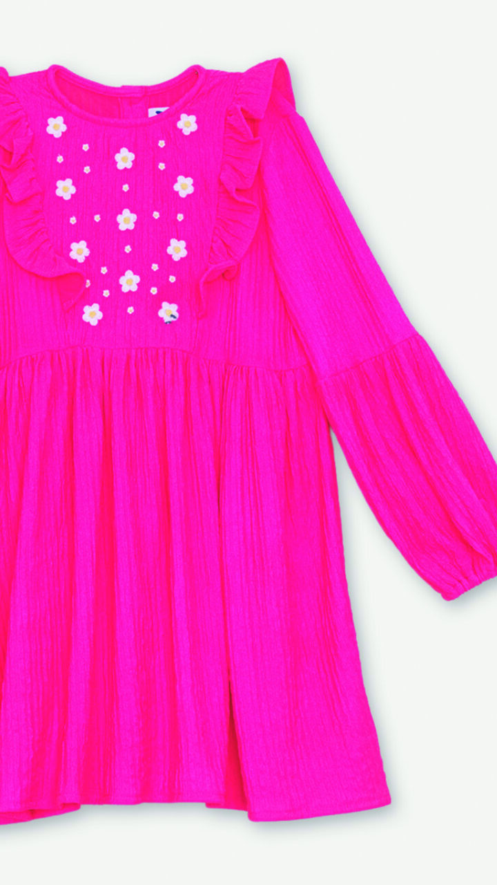 VESTIDO ROSADO CON FLORES BLANCAS - Imagen 3