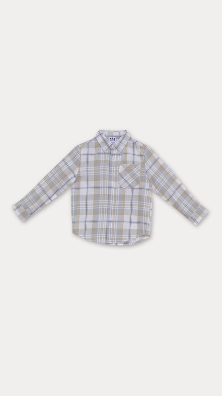 CAMISA DE CUADROS GRISES Y CAQUIS