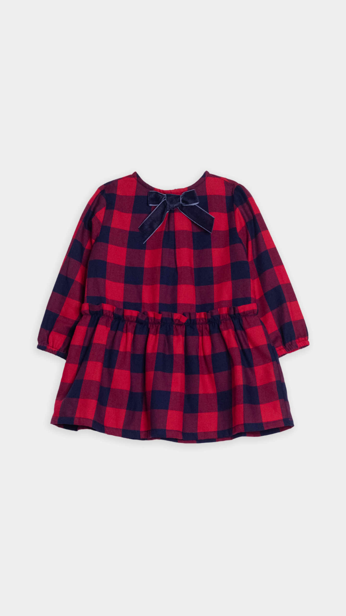 VESTIDO DE CUADROS VINOTINTO Y AZUL