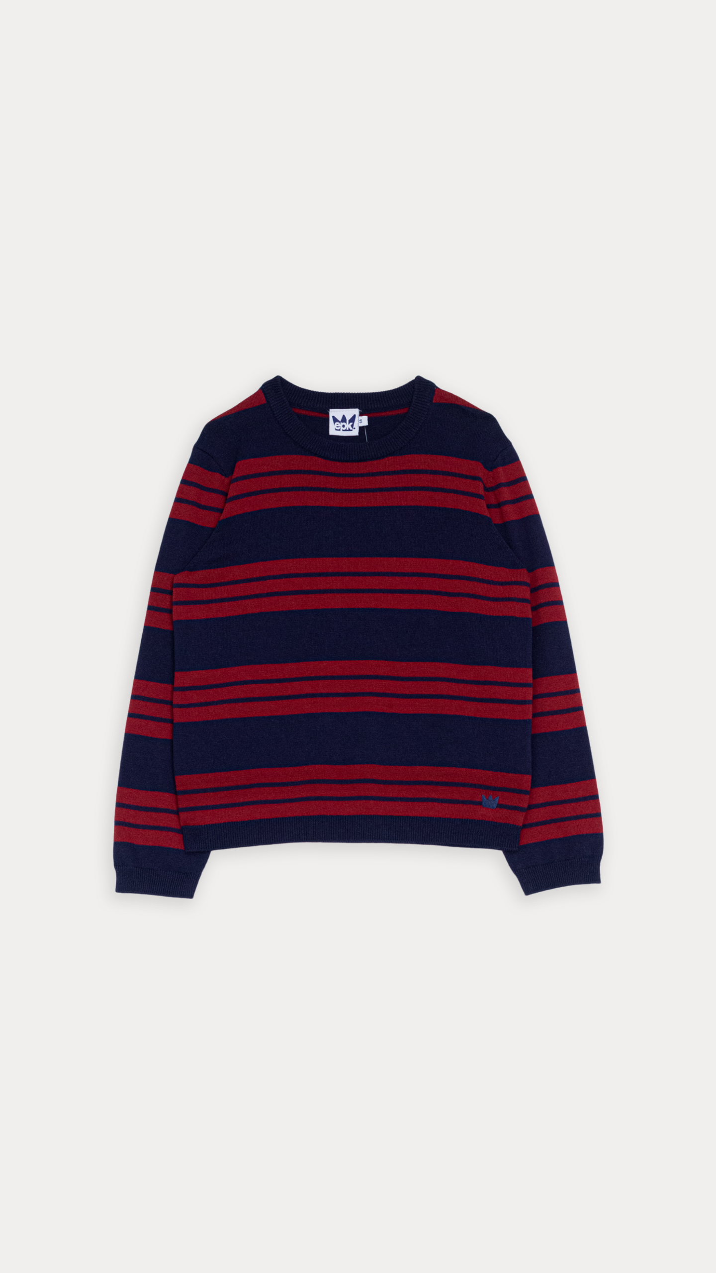 SUÉTER AZUL DE RAYAS ROJAS